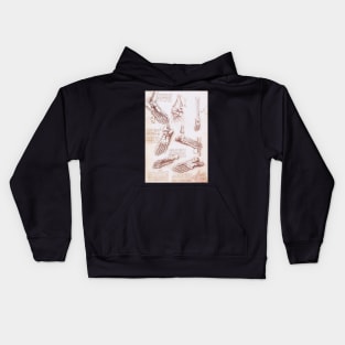 Human Anatomy Skeleton Foot Bones by Leonardo da Vinci Kids Hoodie